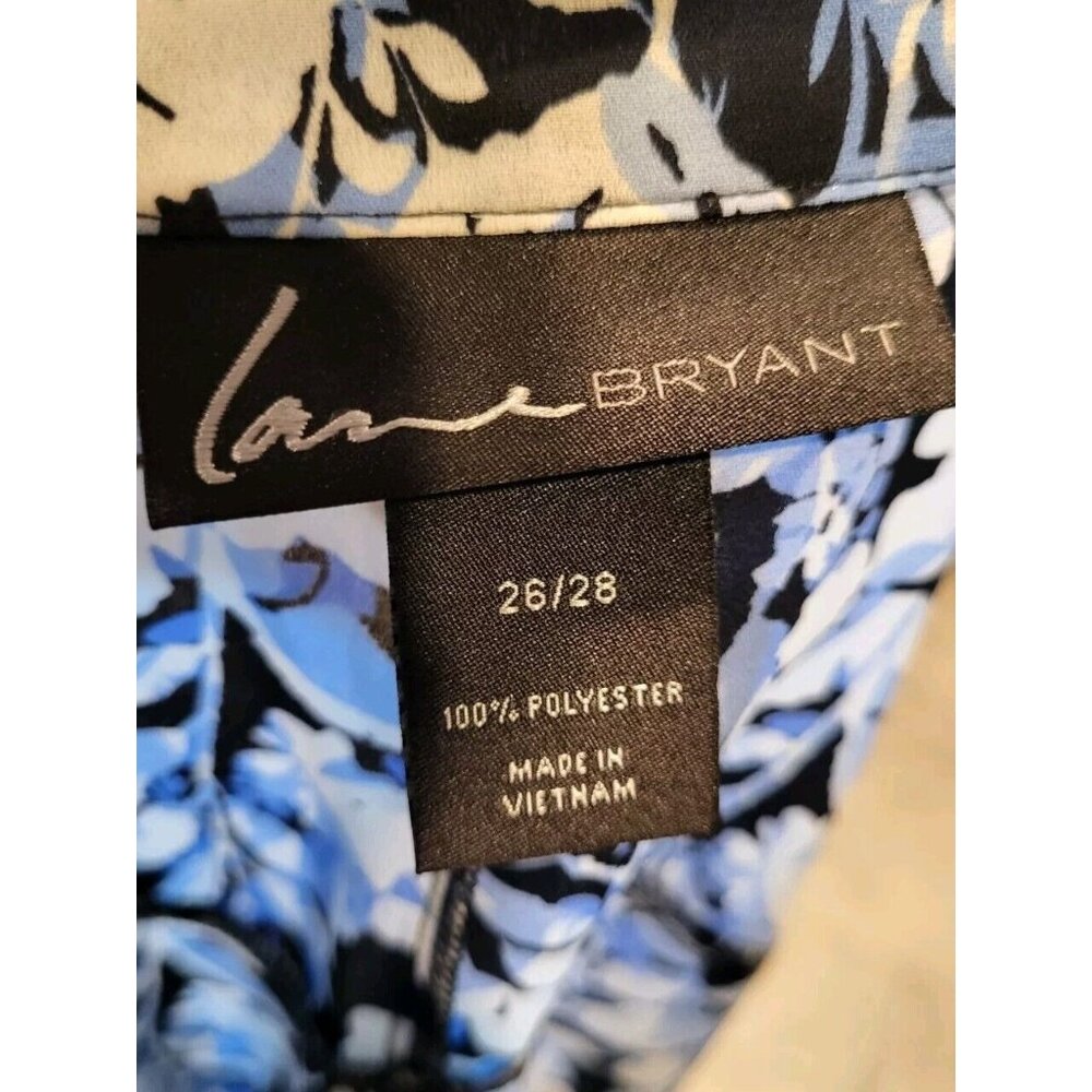 Lane Bryant Blue Floral Short Dolman Sleeve Semi Sheer Kimono Topper Sz 26/28 - Picture 6 of 6